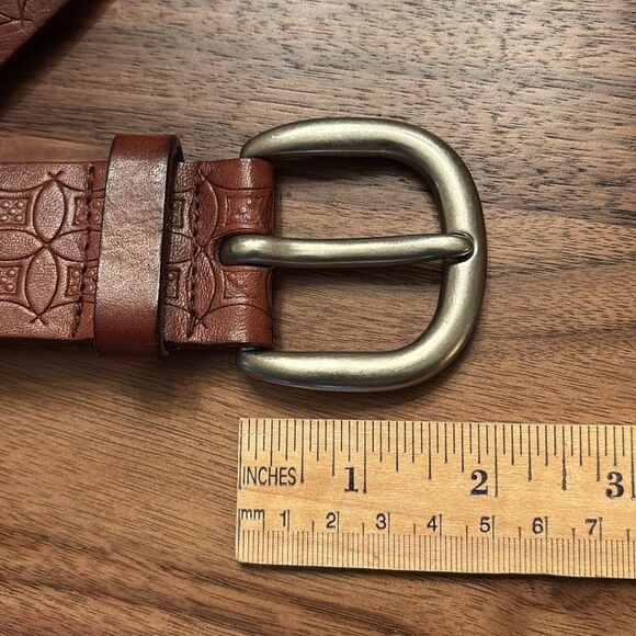 Fossil Brown Textured Leather Belt with Grommets - Picture 4 of 6